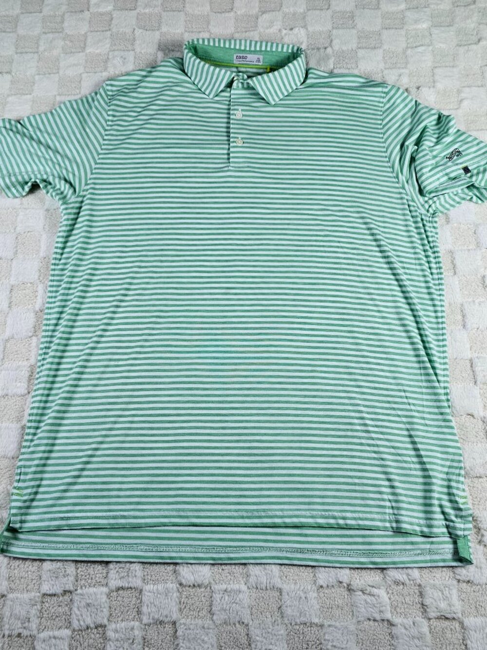 TascPolo Shirt Mens XL Green Cloud Performance Striped Golf TM7779 ROCC